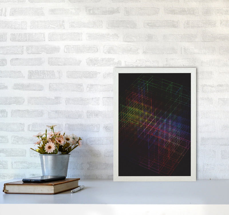 Laser Cube Art Print by Jason Stanley A3 Oak Frame