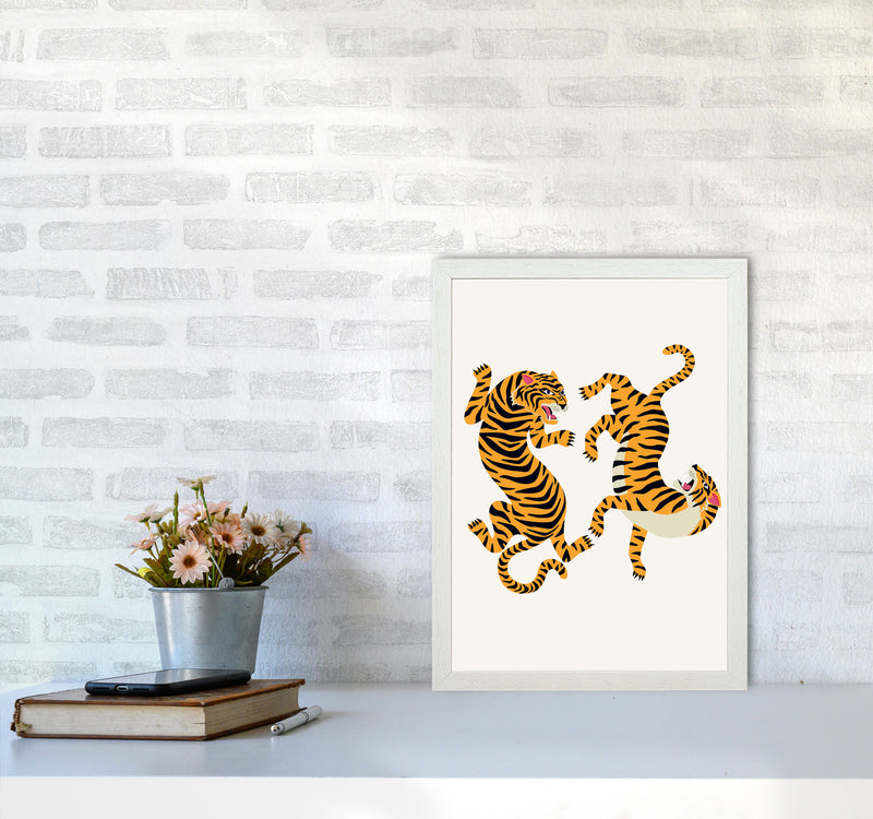 Two Tigers Art Print by Jason Stanley A3 Oak Frame