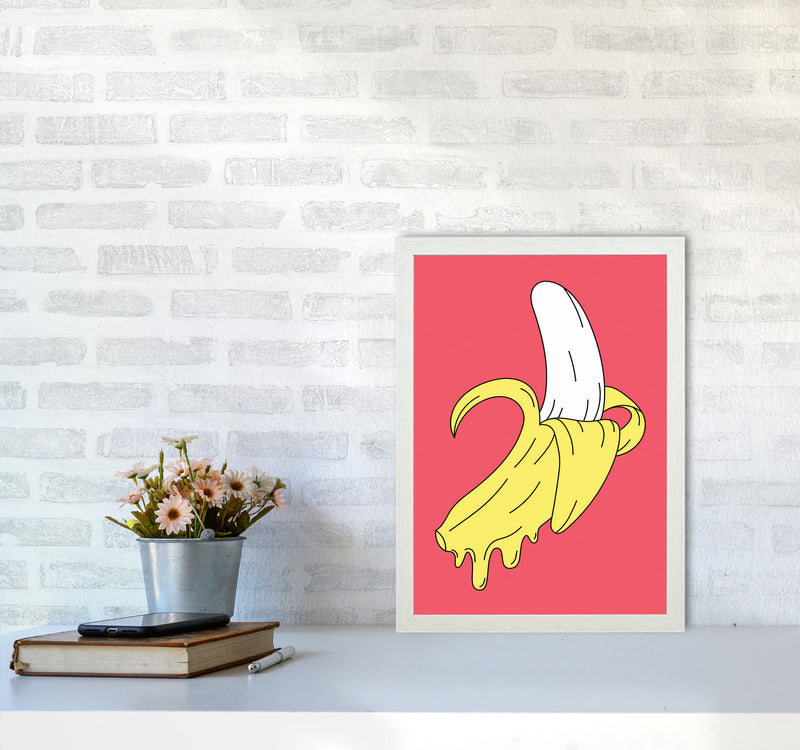 Melting Pink Banana Art Print by Jason Stanley A3 Oak Frame