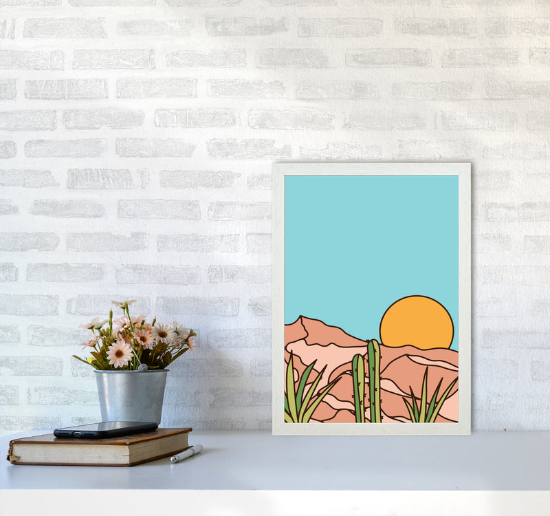 Minimal Desert Sunset Art Print by Jason Stanley A3 Oak Frame
