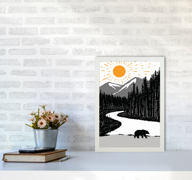 Bear By The River Art Print by Jason Stanley A3 Oak Frame