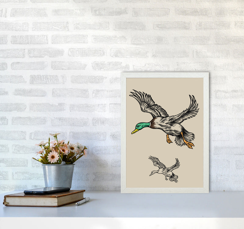 Flying Ducks Art Print by Jason Stanley A3 Oak Frame