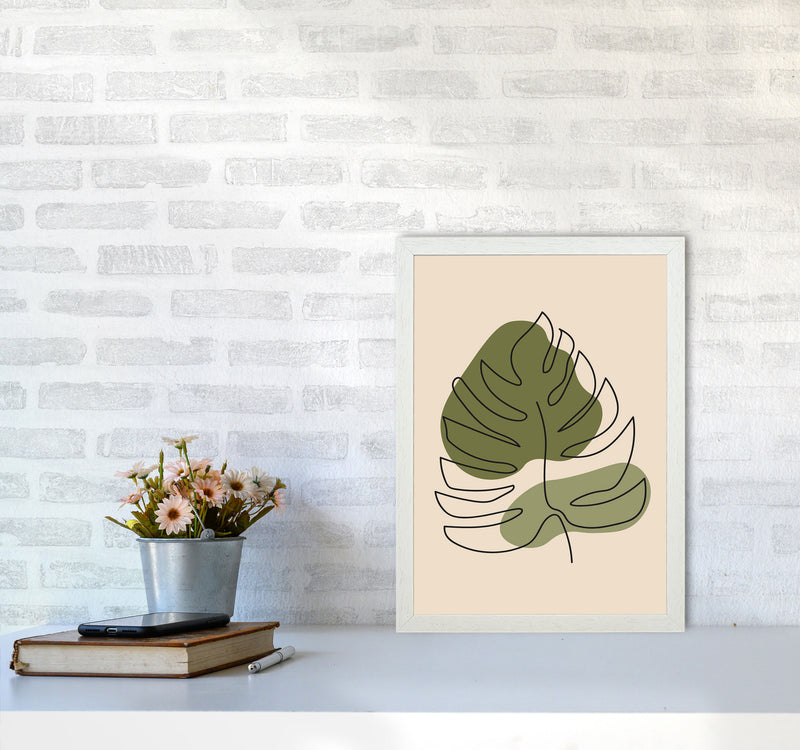 Abstract One Line Leaf Drawing II Art Print by Jason Stanley A3 Oak Frame