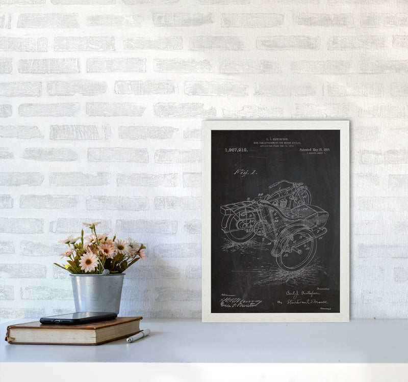 Motorcycle With Side Cart Patent Art Print by Jason Stanley A3 Oak Frame