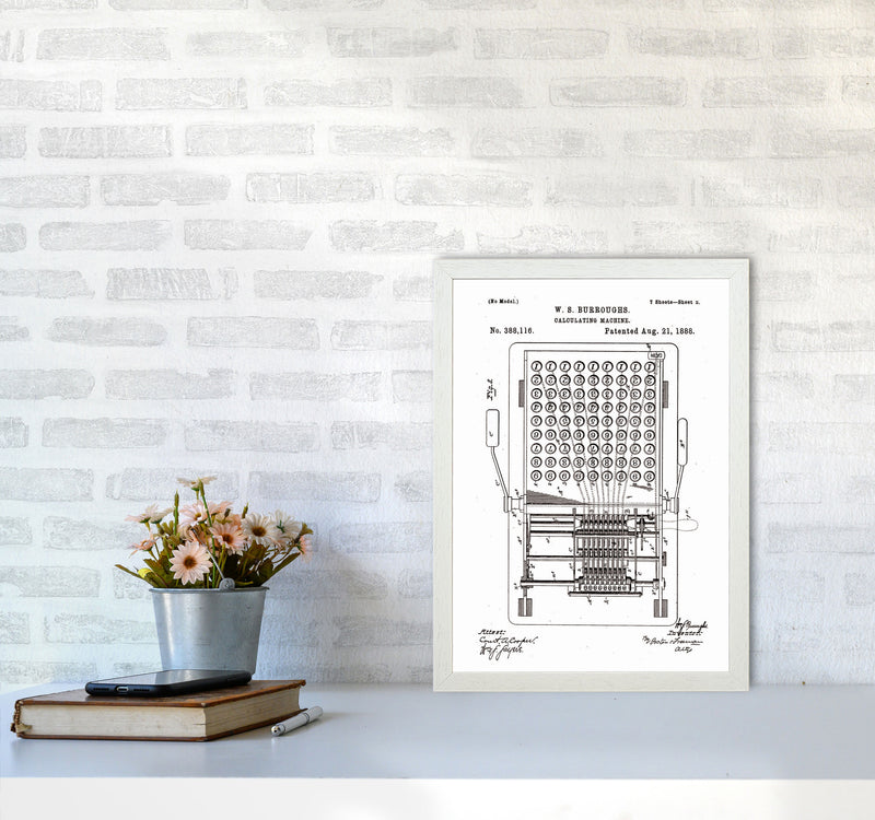 Calculating Machine Patent 2 Art Print by Jason Stanley A3 Oak Frame