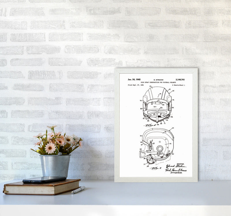 Football Helmet Patent 2 Art Print by Jason Stanley A3 Oak Frame