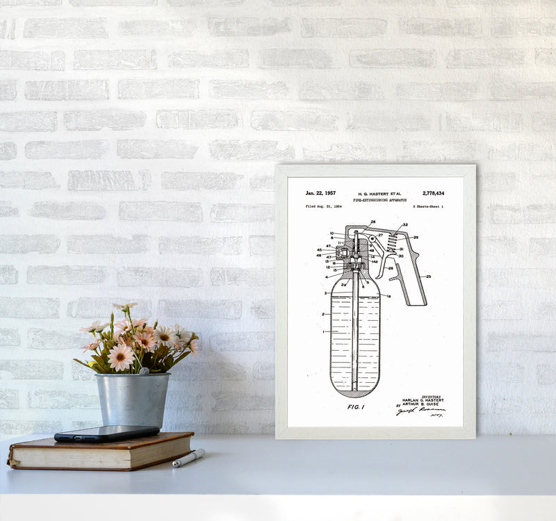 Fire Extinguisher Patent Art Print by Jason Stanley A3 Oak Frame