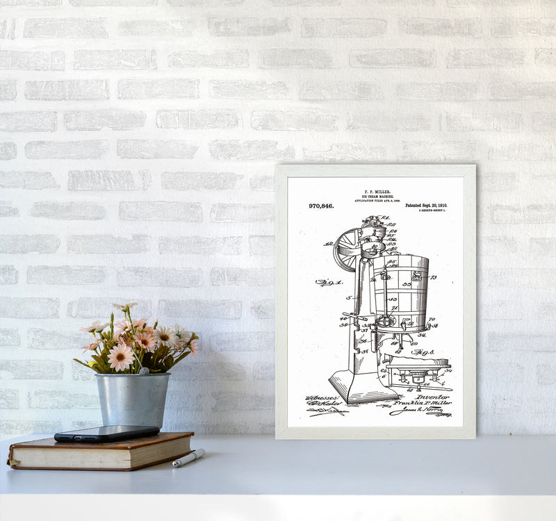 Ice Cream Machine Patent Art Print by Jason Stanley A3 Oak Frame