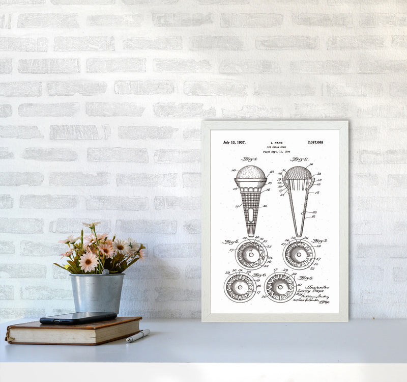 Ice Cream Cone Patent Art Print by Jason Stanley A3 Oak Frame