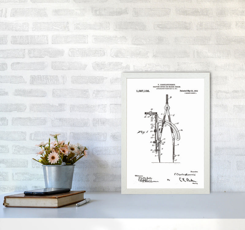 Drafting Device Patent Art Print by Jason Stanley A3 Oak Frame