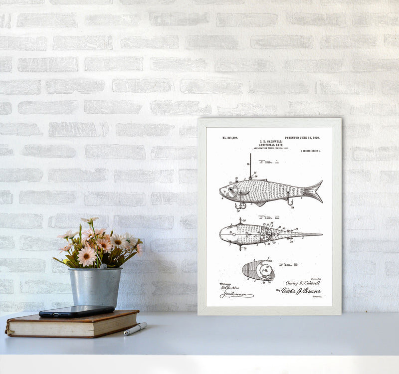 Fishing Lure Patent Art Print by Jason Stanley A3 Oak Frame