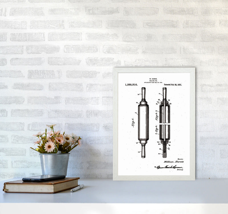 Rolling Pin Patent Art Print by Jason Stanley A3 Oak Frame