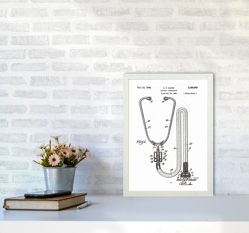 Stethoscope Patent Art Print by Jason Stanley A3 Oak Frame