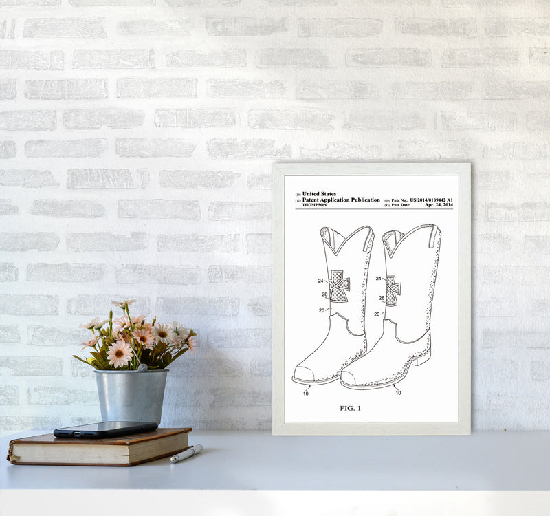 Cowboy Boots Patent Art Print by Jason Stanley A3 Oak Frame