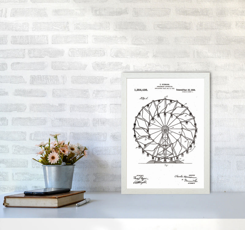 Ferris Wheel Patent Art Print by Jason Stanley A3 Oak Frame