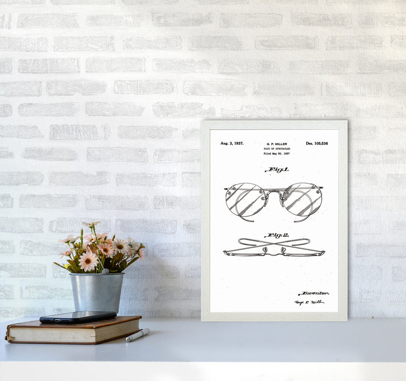 Spectacles Patent Art Print by Jason Stanley A3 Oak Frame