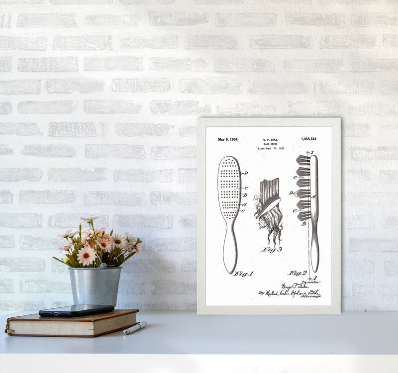 Hair Brush Patent Art Print by Jason Stanley A3 Oak Frame