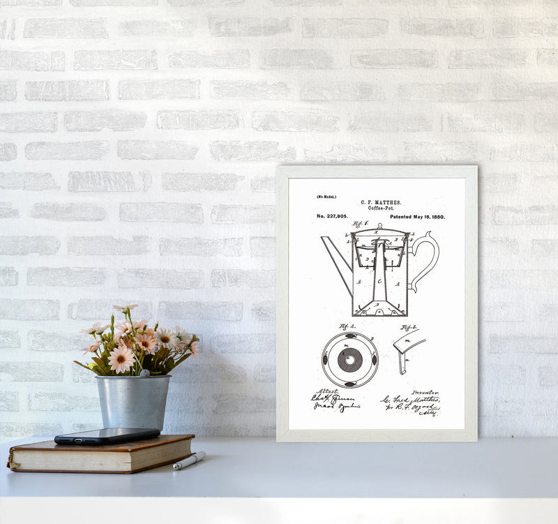 Coffee Pot Patent Art Print by Jason Stanley A3 Oak Frame
