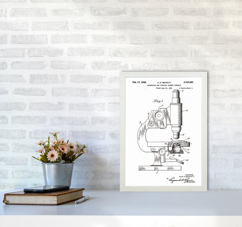 Microscope Patent Art Print by Jason Stanley A3 Oak Frame