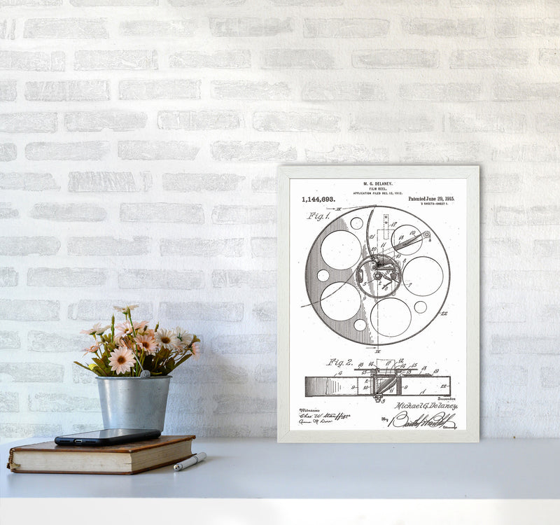 Film Reel Patent Art Print by Jason Stanley A3 Oak Frame