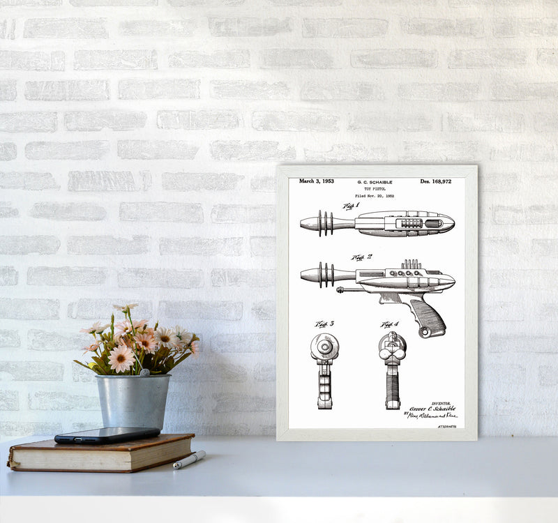 Ray Gun Patent Art Print by Jason Stanley A3 Oak Frame