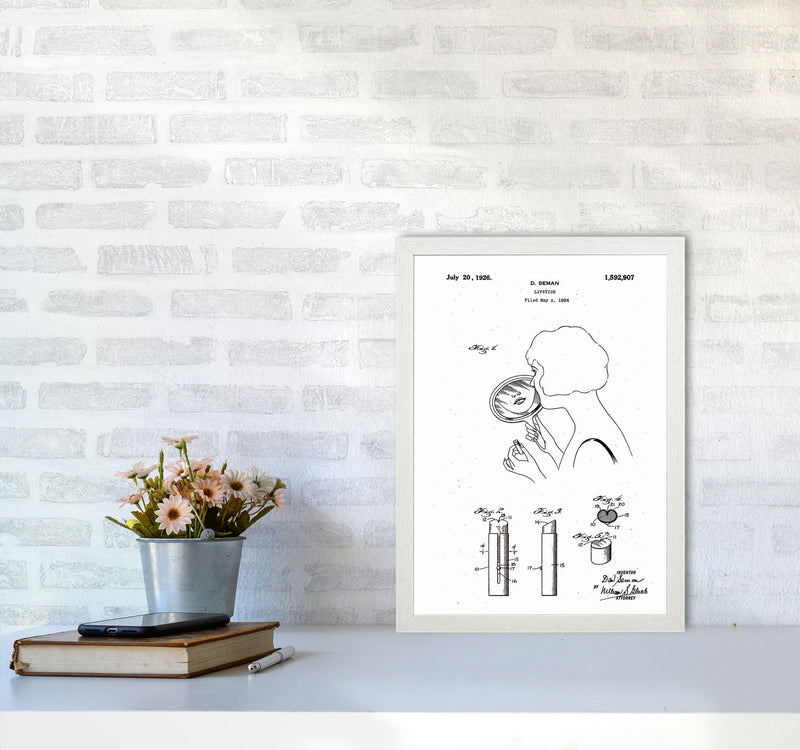 Lipstick Patent Art Print by Jason Stanley A3 Oak Frame