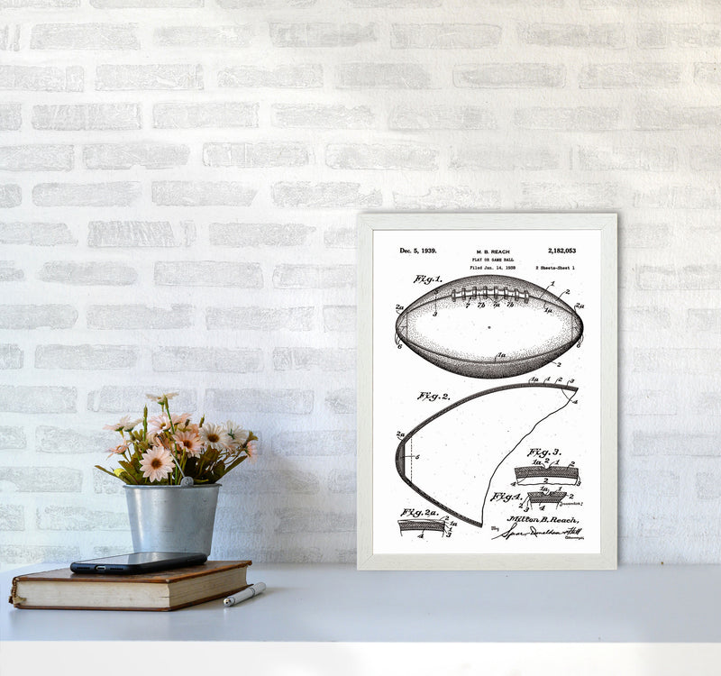 Football Patent Art Print by Jason Stanley A3 Oak Frame