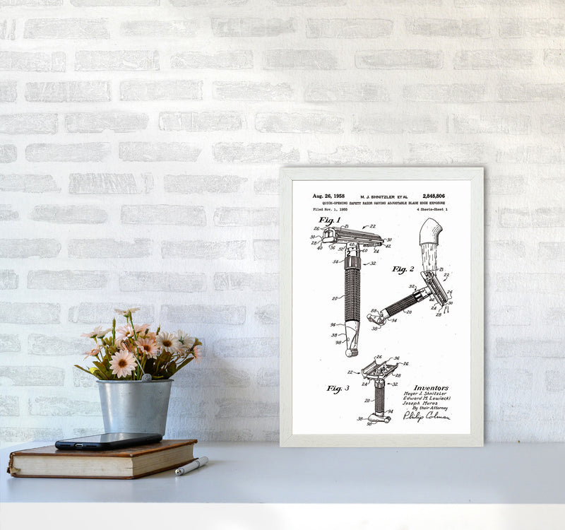 Razor Patent 2 Art Print by Jason Stanley A3 Oak Frame