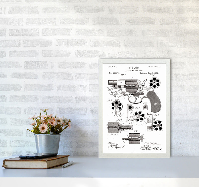 Hand Gun Patent Art Print by Jason Stanley A3 Oak Frame