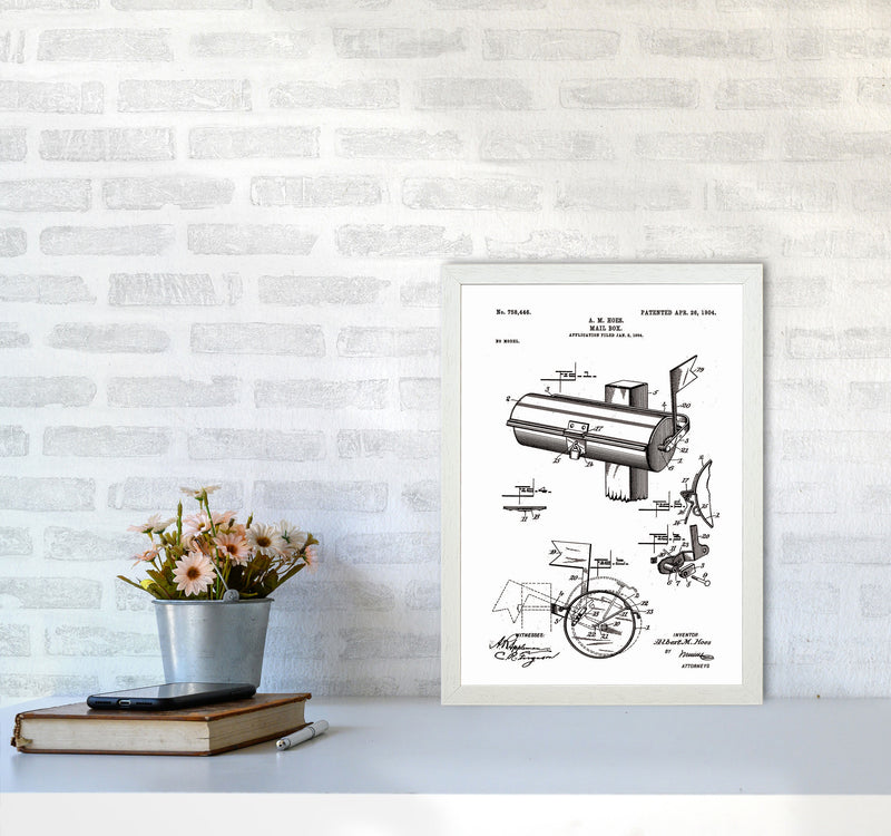 Mailbox Patent Art Print by Jason Stanley A3 Oak Frame