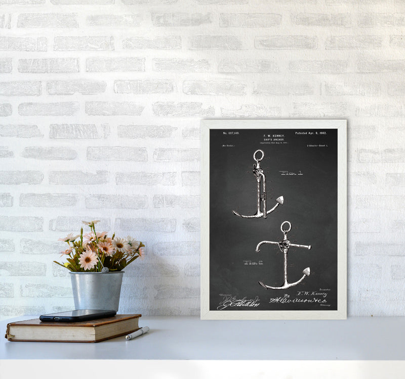 Anchor Patent 1 Art Print by Jason Stanley A3 Oak Frame