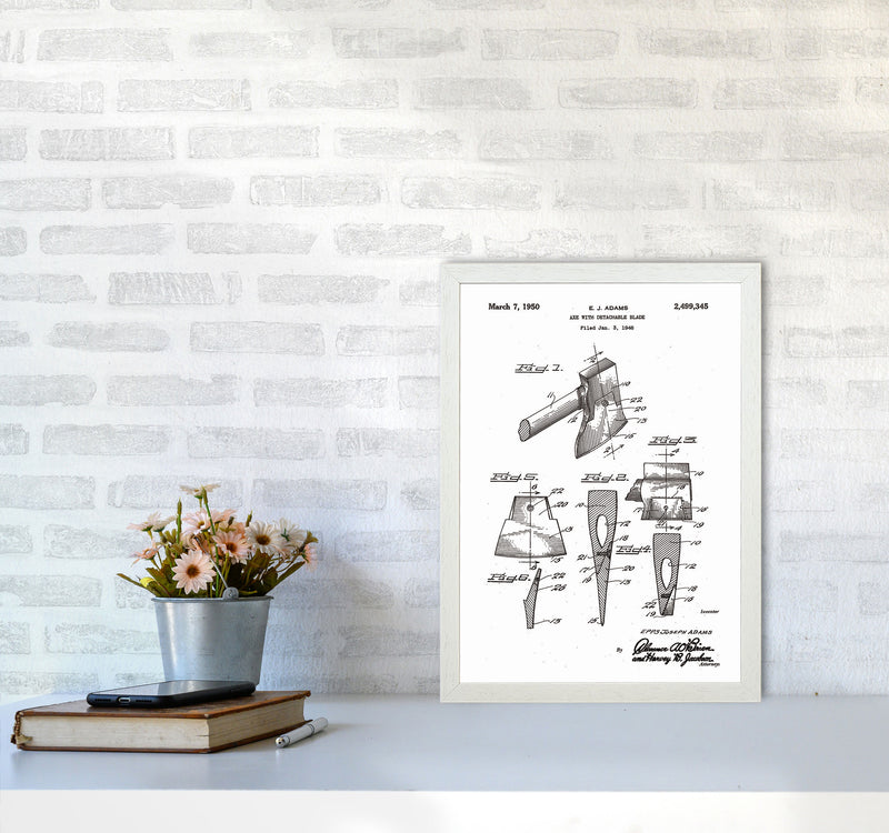 Axe Patent Art Print by Jason Stanley A3 Oak Frame