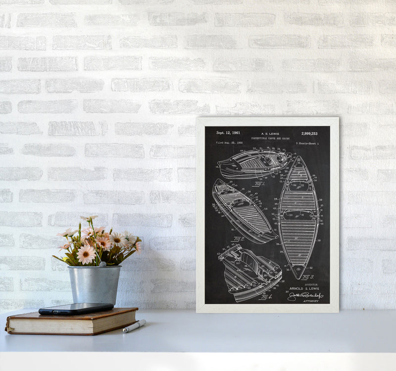 Canoe Patent Art Print by Jason Stanley A3 Oak Frame