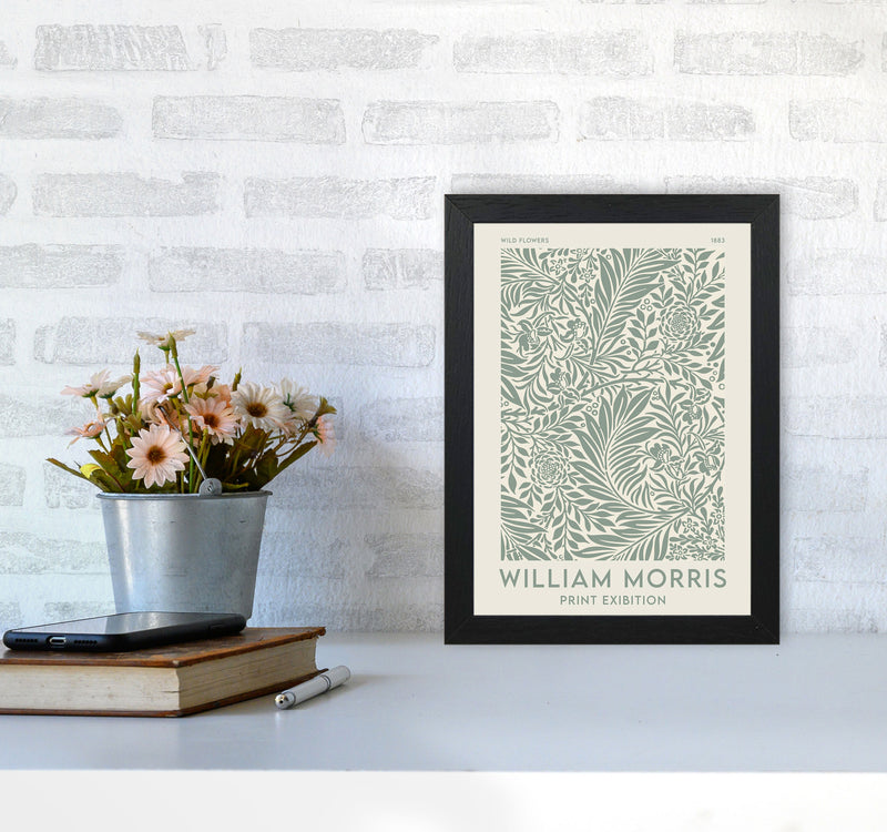 William Morris- Green Wild Flowers Art Print by Jason Stanley A4 White Frame