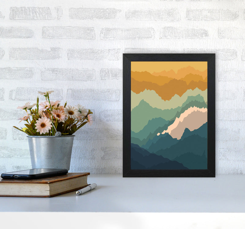 Japanese Mountain Topography Art Print by Jason Stanley A4 White Frame