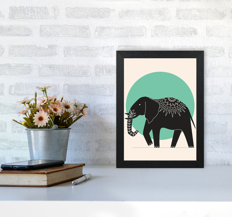 Elephant Green Moonlight Art Print by Jason Stanley A4 White Frame
