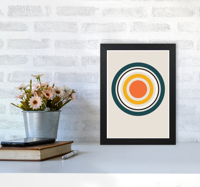 Retro Geometric Circle 3 Art Print by Jason Stanley A4 White Frame