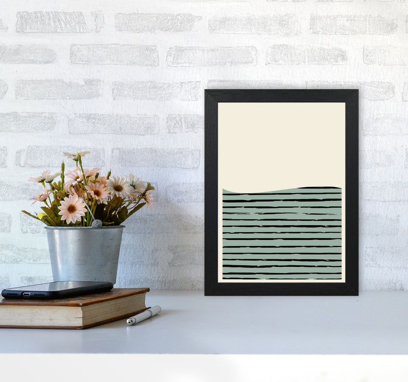 Green Minimal Midcentury Art Print by Jason Stanley A4 White Frame