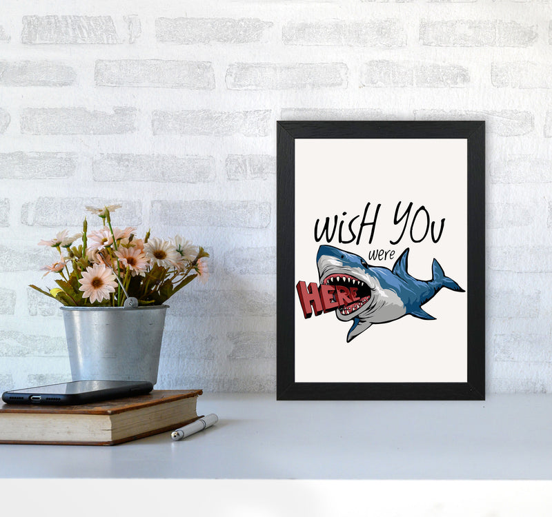 Wish You Were Here Shark Art Print by Jason Stanley A4 White Frame