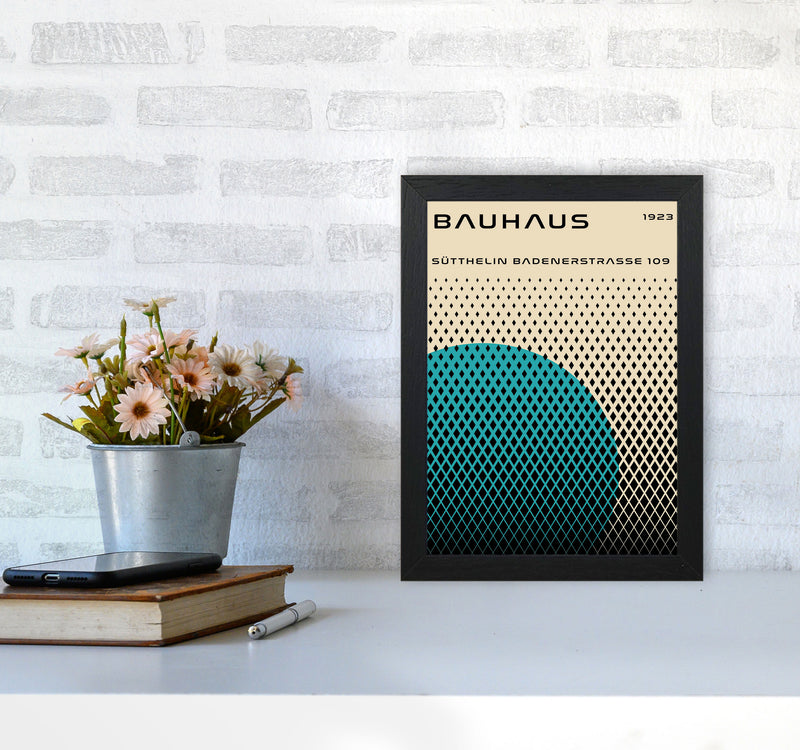 Bauhaus Geometric Teal Art Print by Jason Stanley A4 White Frame