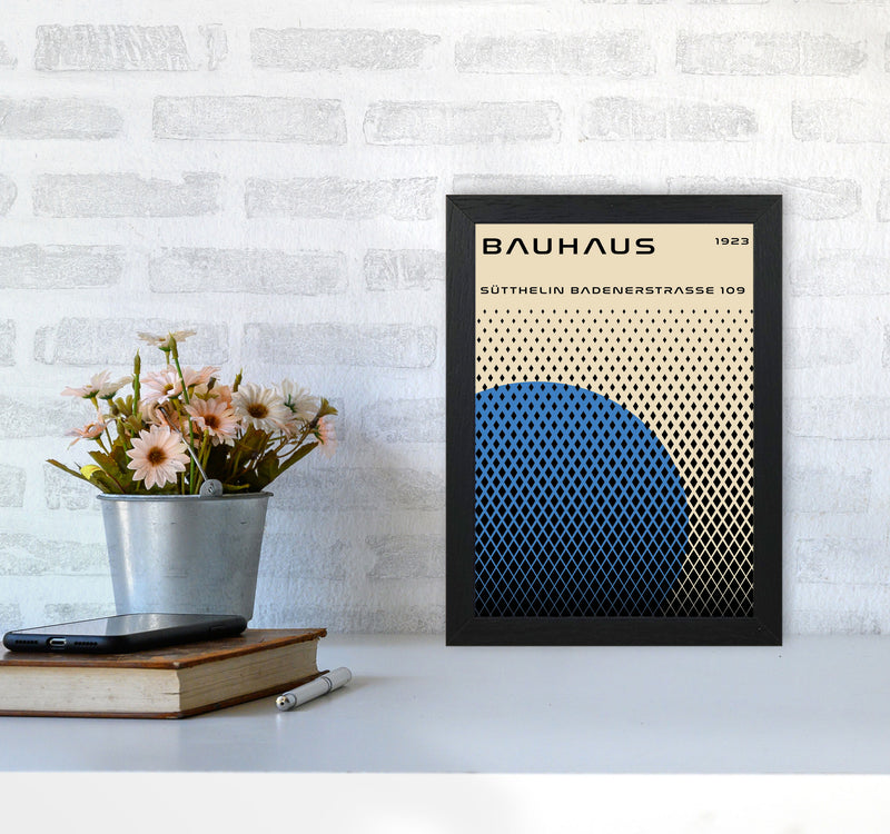 Bauhaus Geometric Blue Art Print by Jason Stanley A4 White Frame