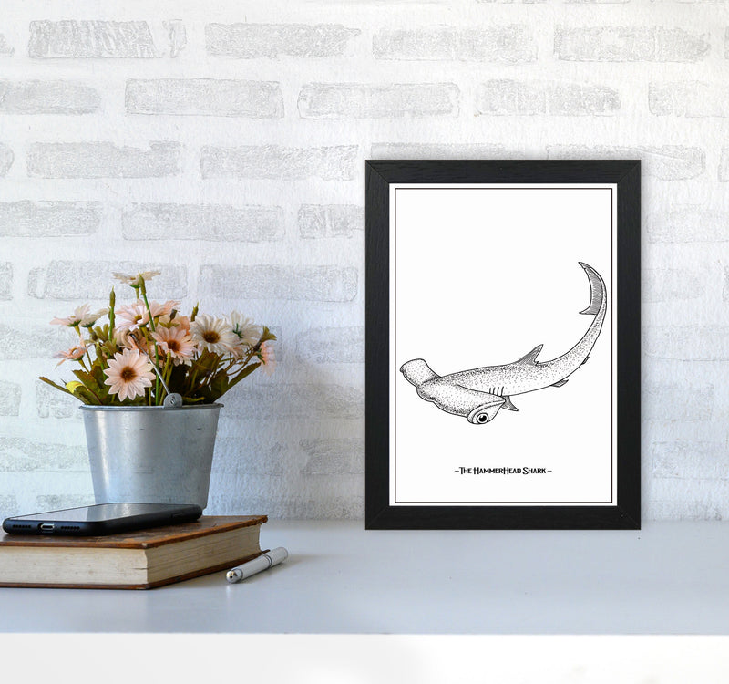 The Hammerhead Shark Art Print by Jason Stanley A4 White Frame