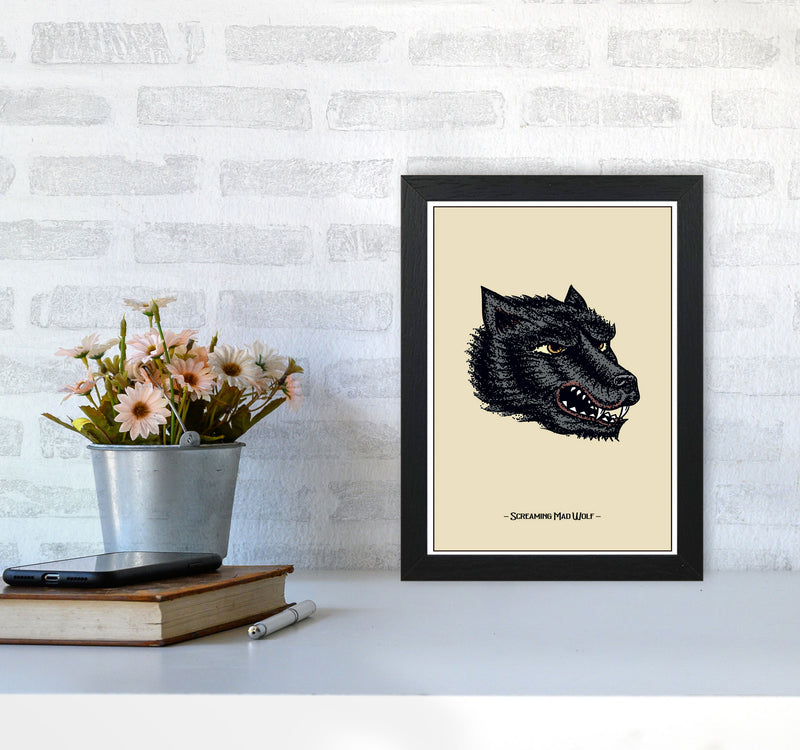 Screaming Mad Wolf Art Print by Jason Stanley A4 White Frame