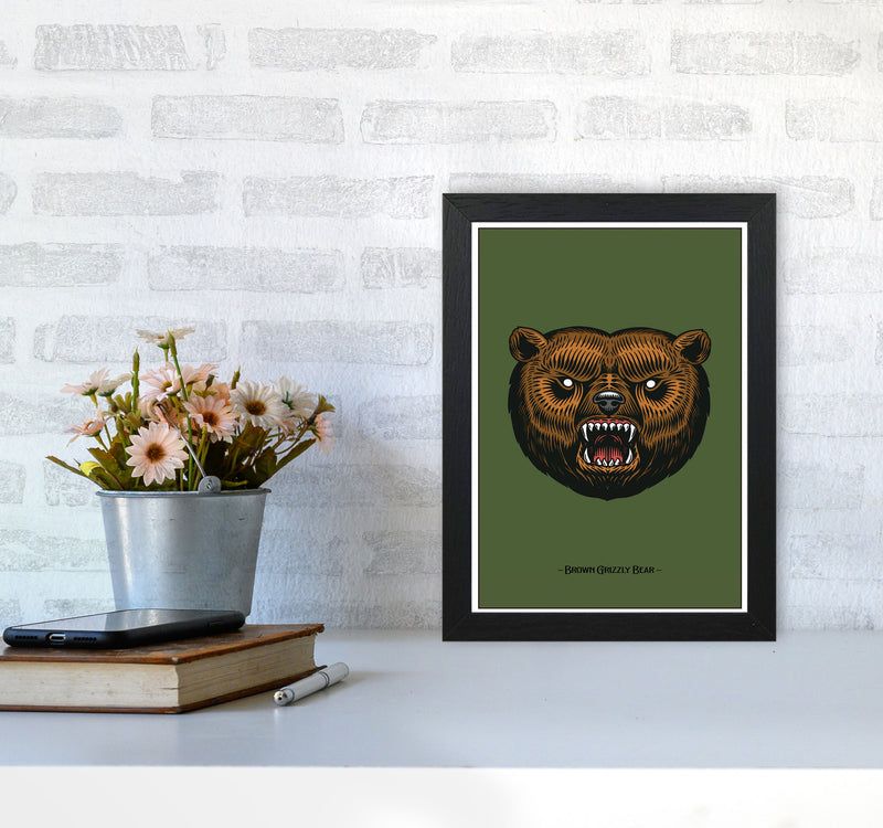 Brown Grizzly Bear Art Print by Jason Stanley A4 White Frame