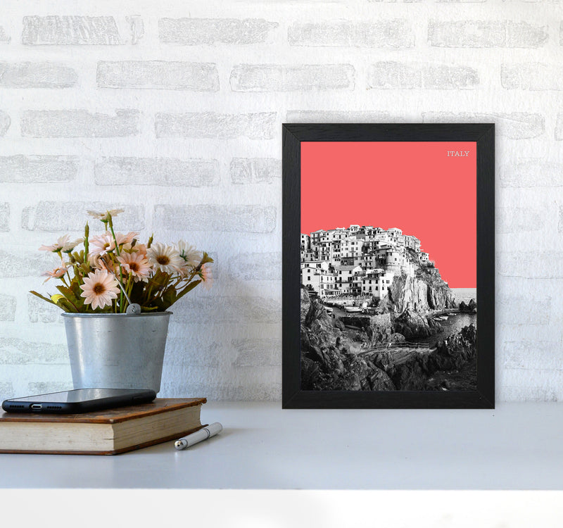 Halftone Italy Red Art Print by Jason Stanley A4 White Frame