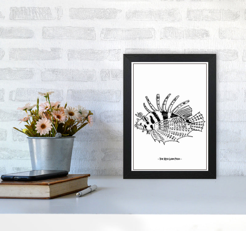 The Red Lion Fish Art Print by Jason Stanley A4 White Frame