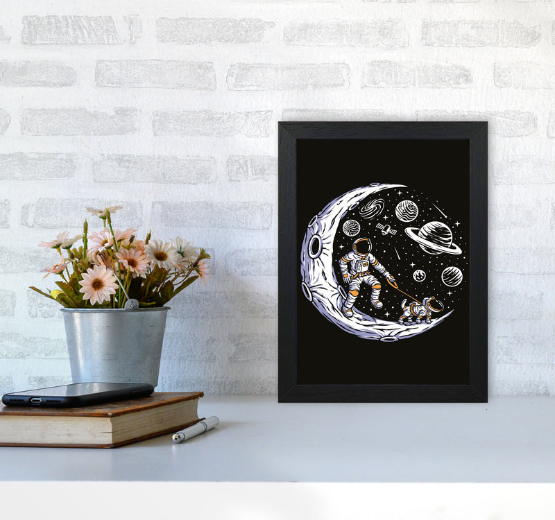 Doggie Moon Walks Art Print by Jason Stanley A4 White Frame