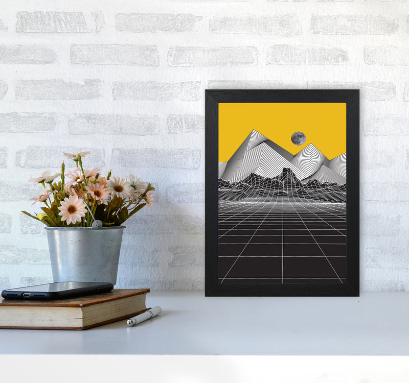 Moon Rise Yellow Art Print by Jason Stanley A4 White Frame