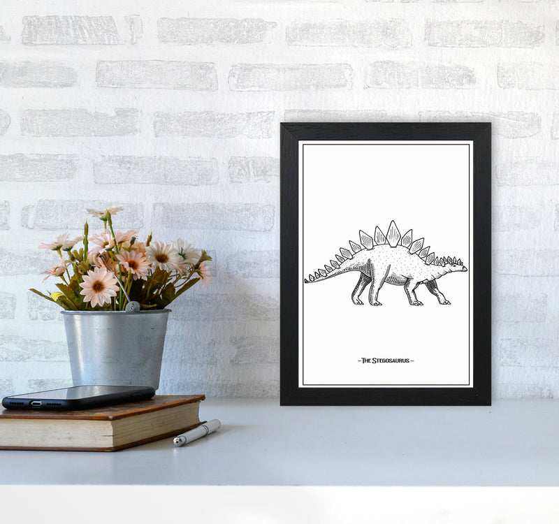The Stegosaurus Art Print by Jason Stanley A4 White Frame
