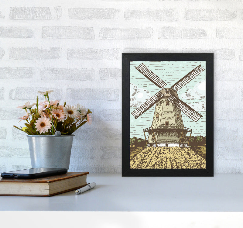 Vintage Windmill Art Print by Jason Stanley A4 White Frame